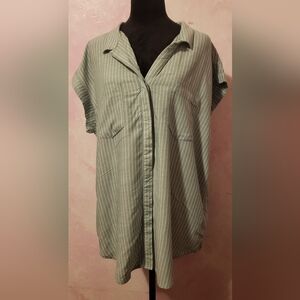 Jachs Green and White Striped Shirt